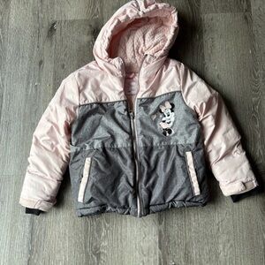 Disney Minnie Mouse Pink and Gray Hooded Jacket with Character Design
